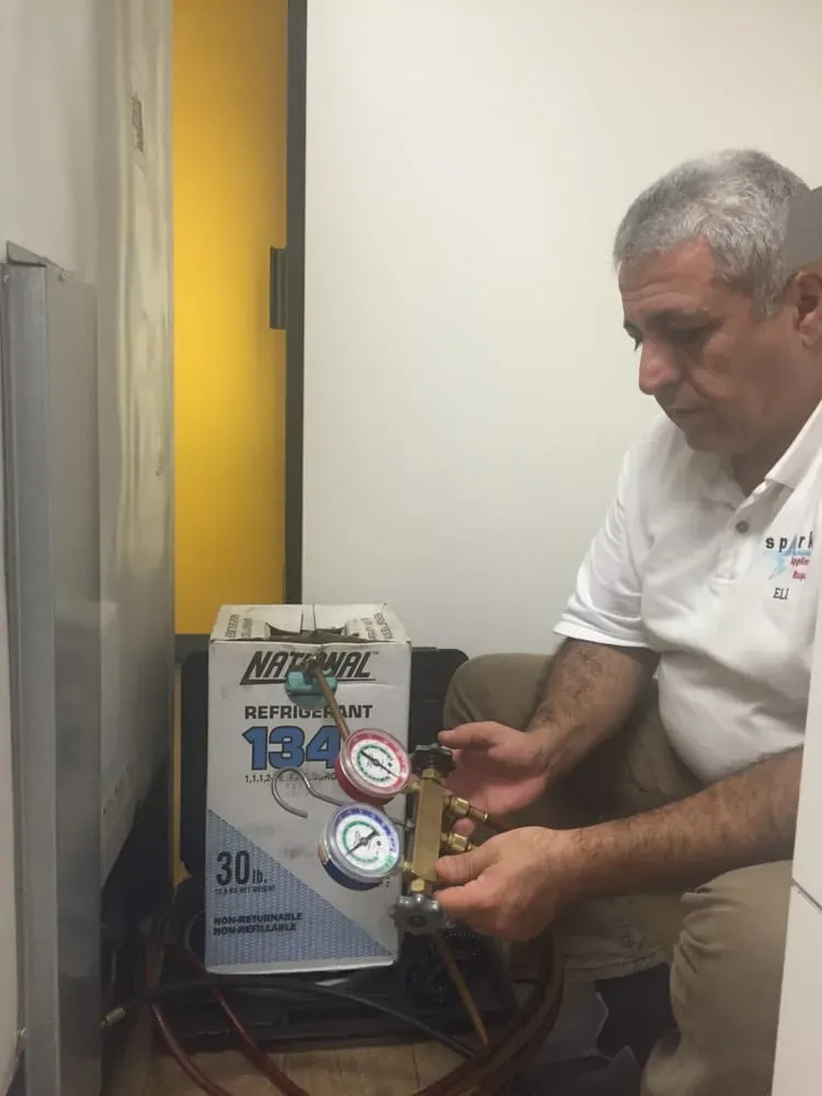 Refrigerant gauges on a heat pump or HVAC system — Spark Appliance Repair, Mountain View CA